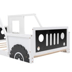 Twin Size Classic Car-Shaped Platform Bed with Wheels