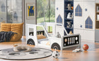 Twin Size Classic Car-Shaped Platform Bed with Wheels