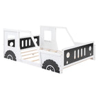 Full Size Classic Car-Shaped Platform Bed with Wheels
