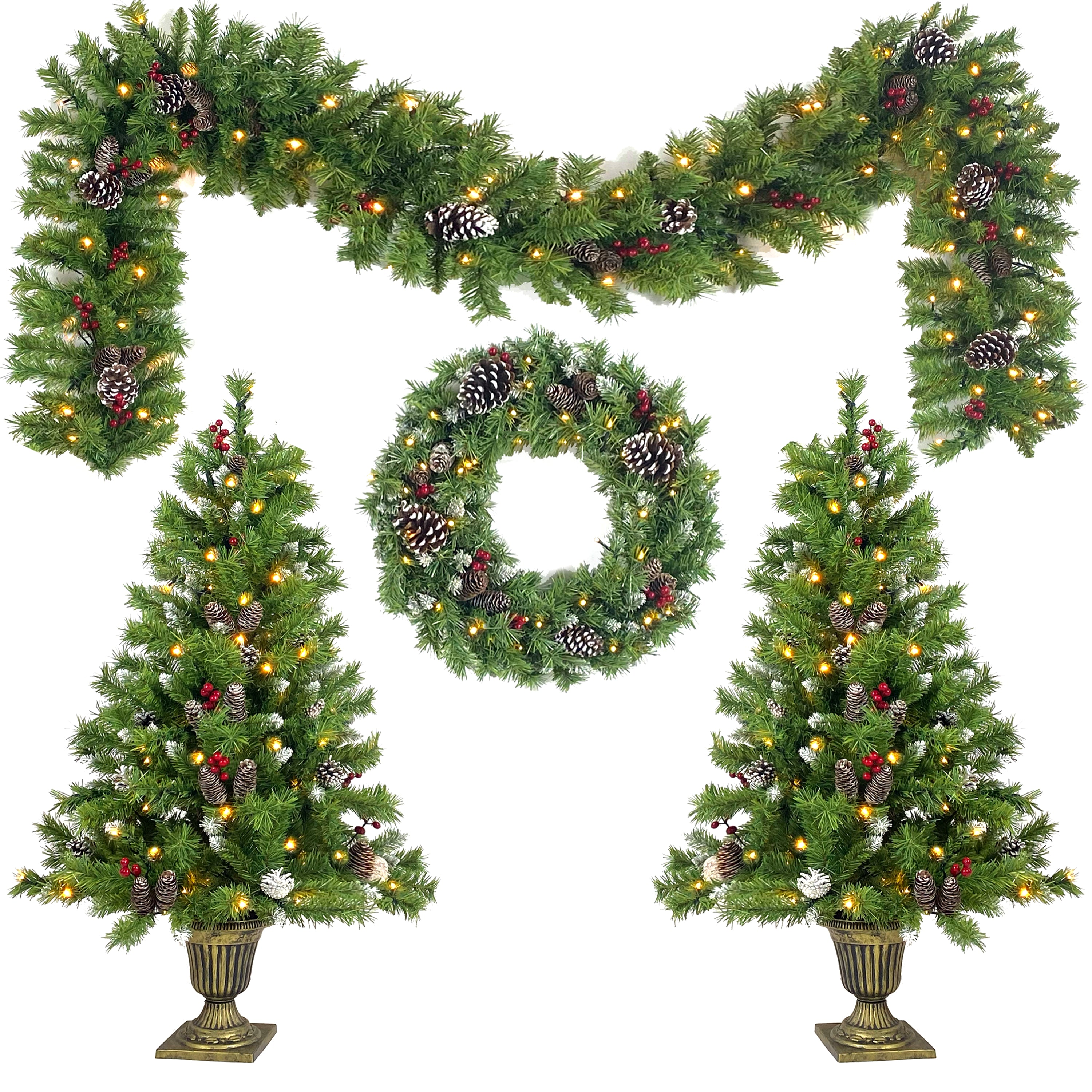 Pre-lit Christmas Tree Artificial Christmas 4-Piece Set