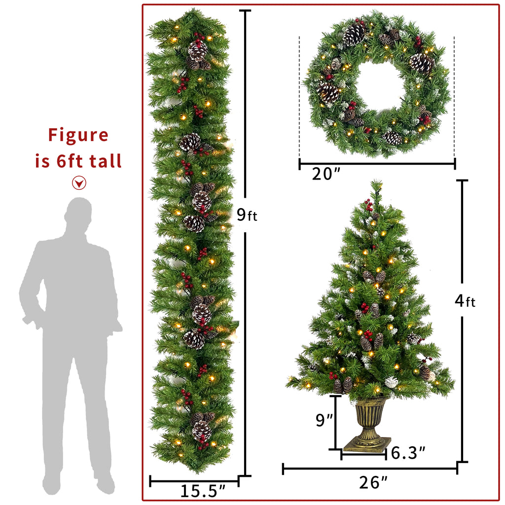 Pre-lit Christmas Tree Artificial Christmas 4-Piece Set