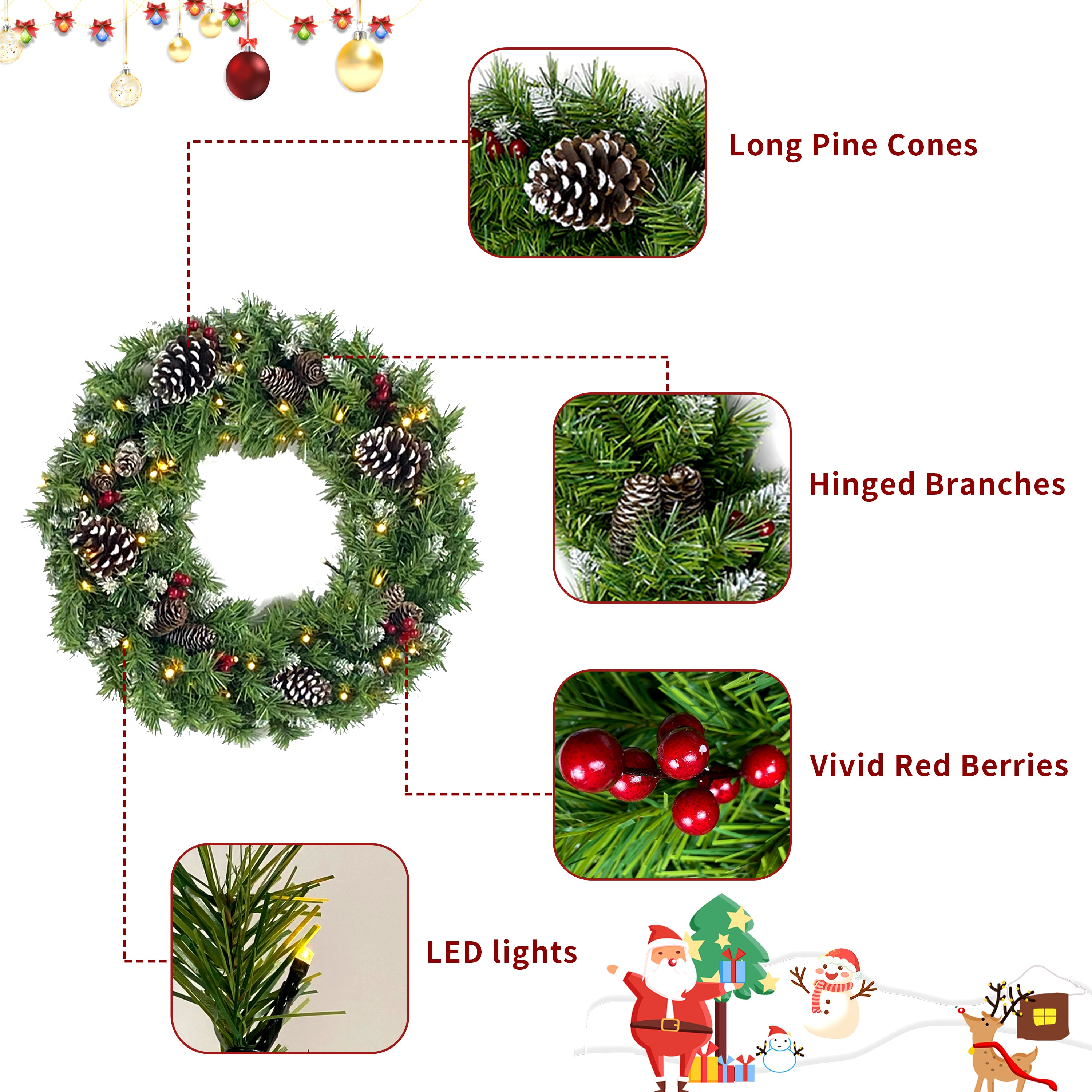 Pre-lit Christmas Tree Artificial Christmas 4-Piece Set