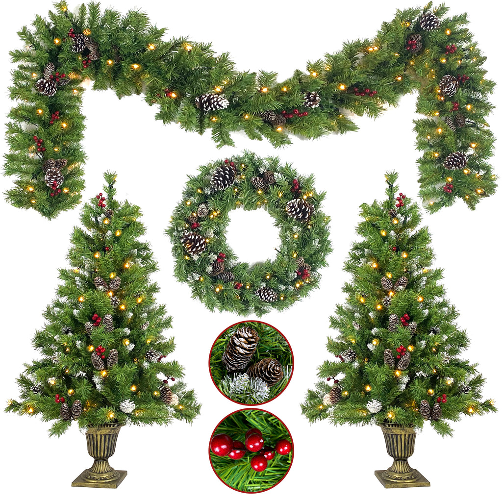 Pre-lit Christmas Tree Artificial Christmas 4-Piece Set