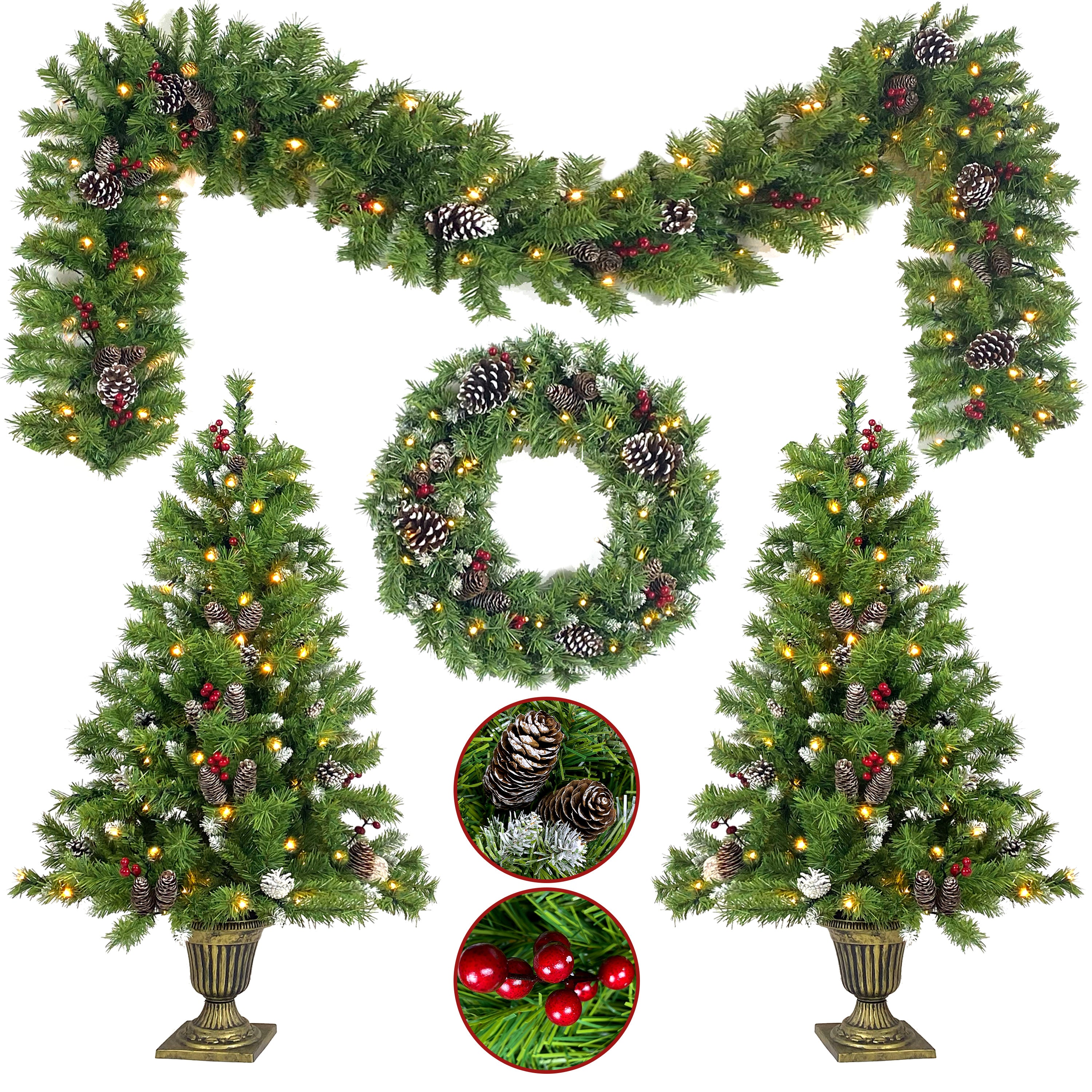 Pre-lit Christmas Tree Artificial Christmas 4-Piece Set