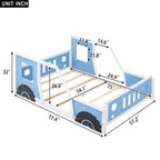 Full Size Classic Car-Shaped Platform Bed with Wheels