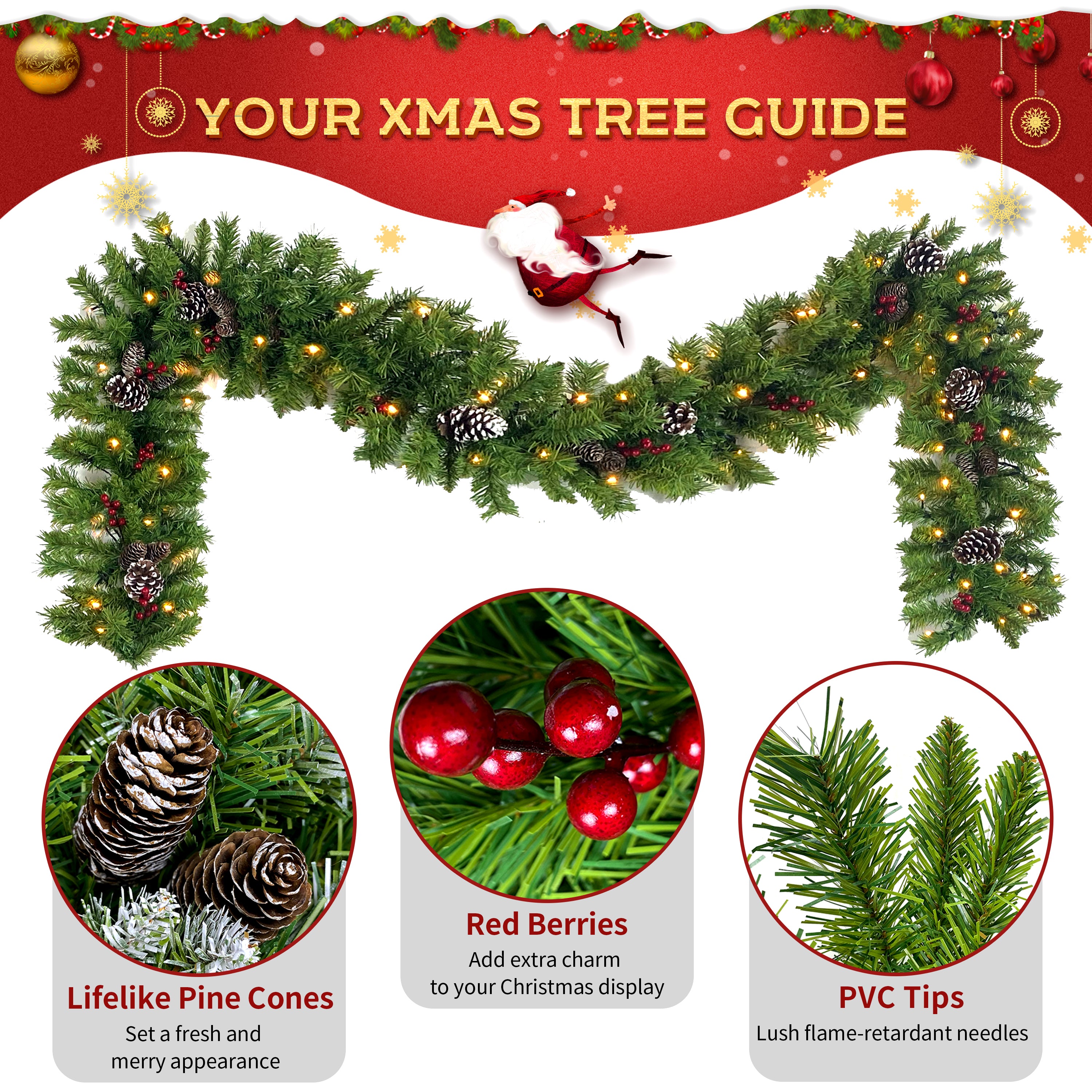 Pre-lit Christmas Tree Artificial Christmas 4-Piece Set