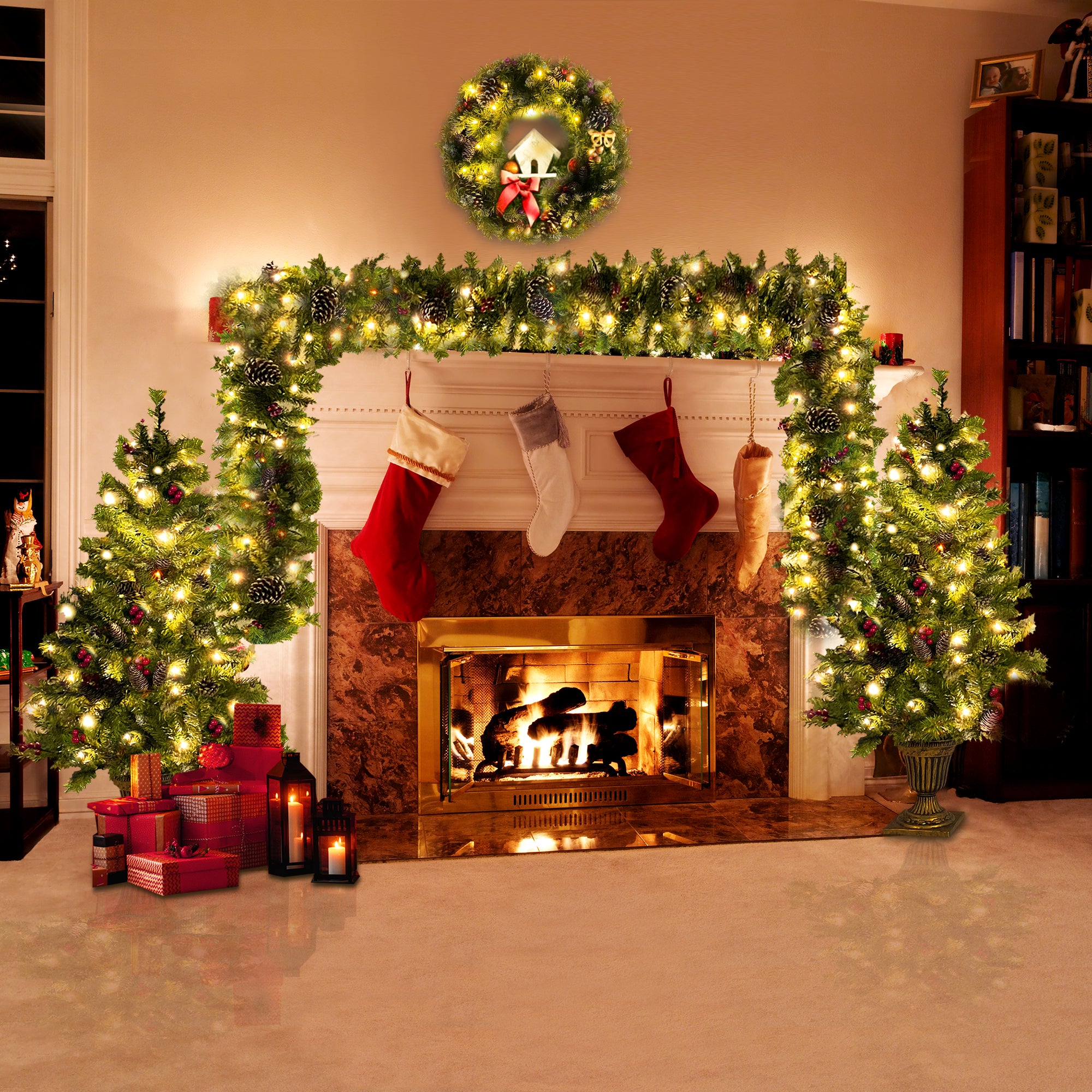 Pre-lit Christmas Tree Artificial Christmas 4-Piece Set