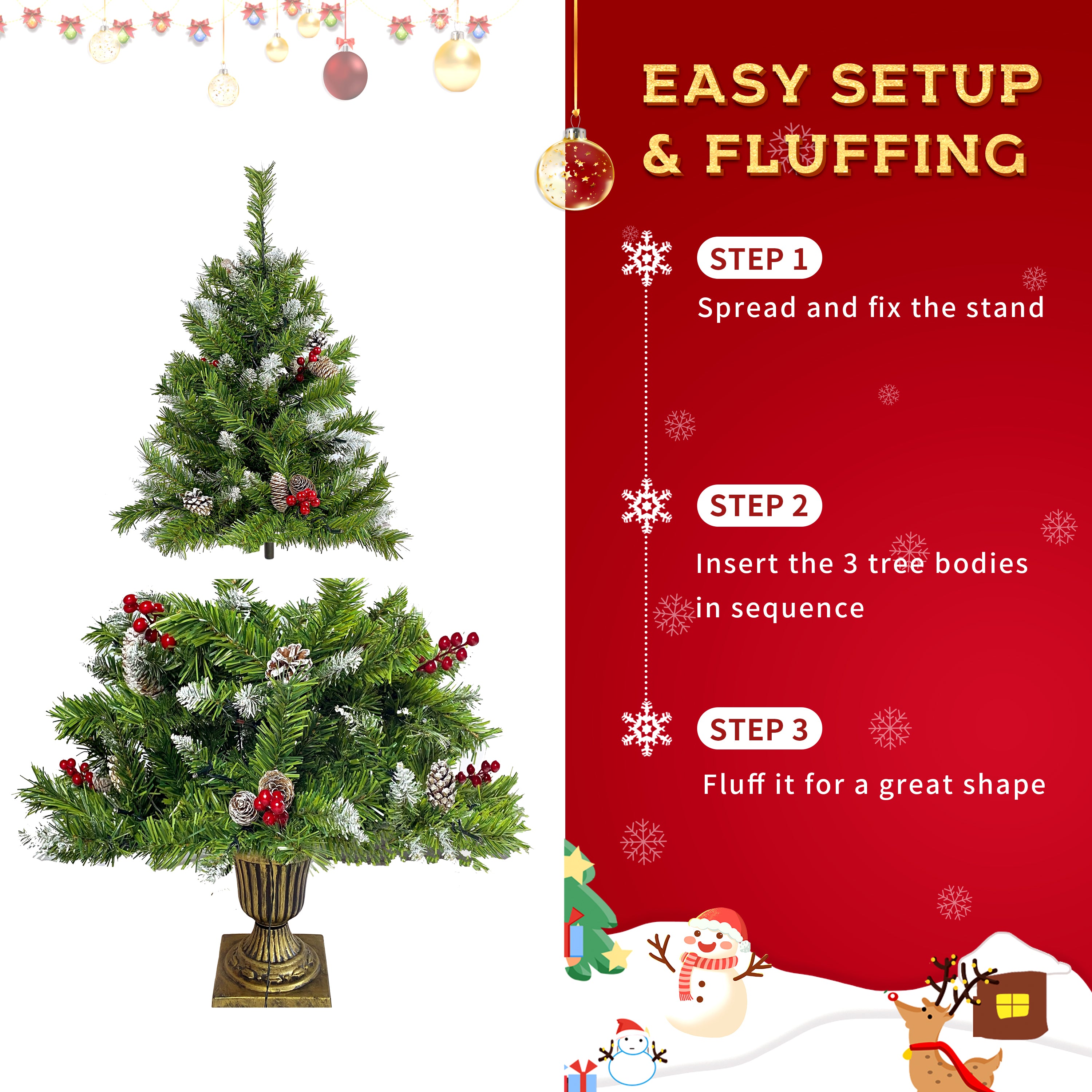 Pre-lit Christmas Tree Artificial Christmas 4-Piece Set