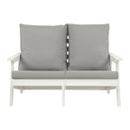 HIPS Loveseat with Cushion, Wood Grain Outdoor Garden Sofa
