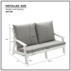 HIPS Loveseat with Cushion, Wood Grain Outdoor Garden Sofa