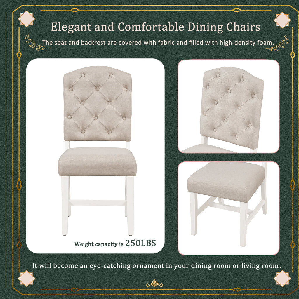 TREXM Retro Style Dining Chair Set with 4 Upholstered Chairs