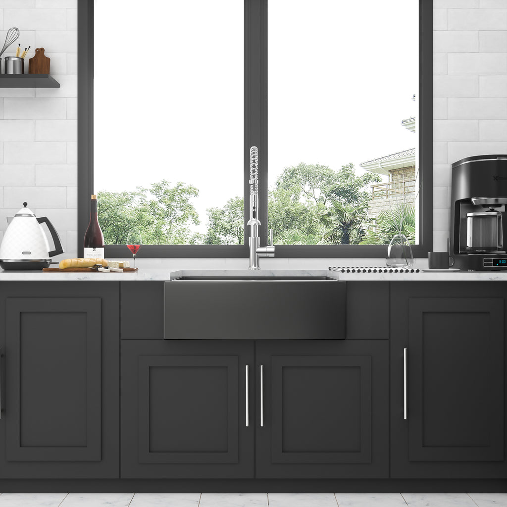 27 Inch Gunmetal Black Farmhouse Kitchen Sink