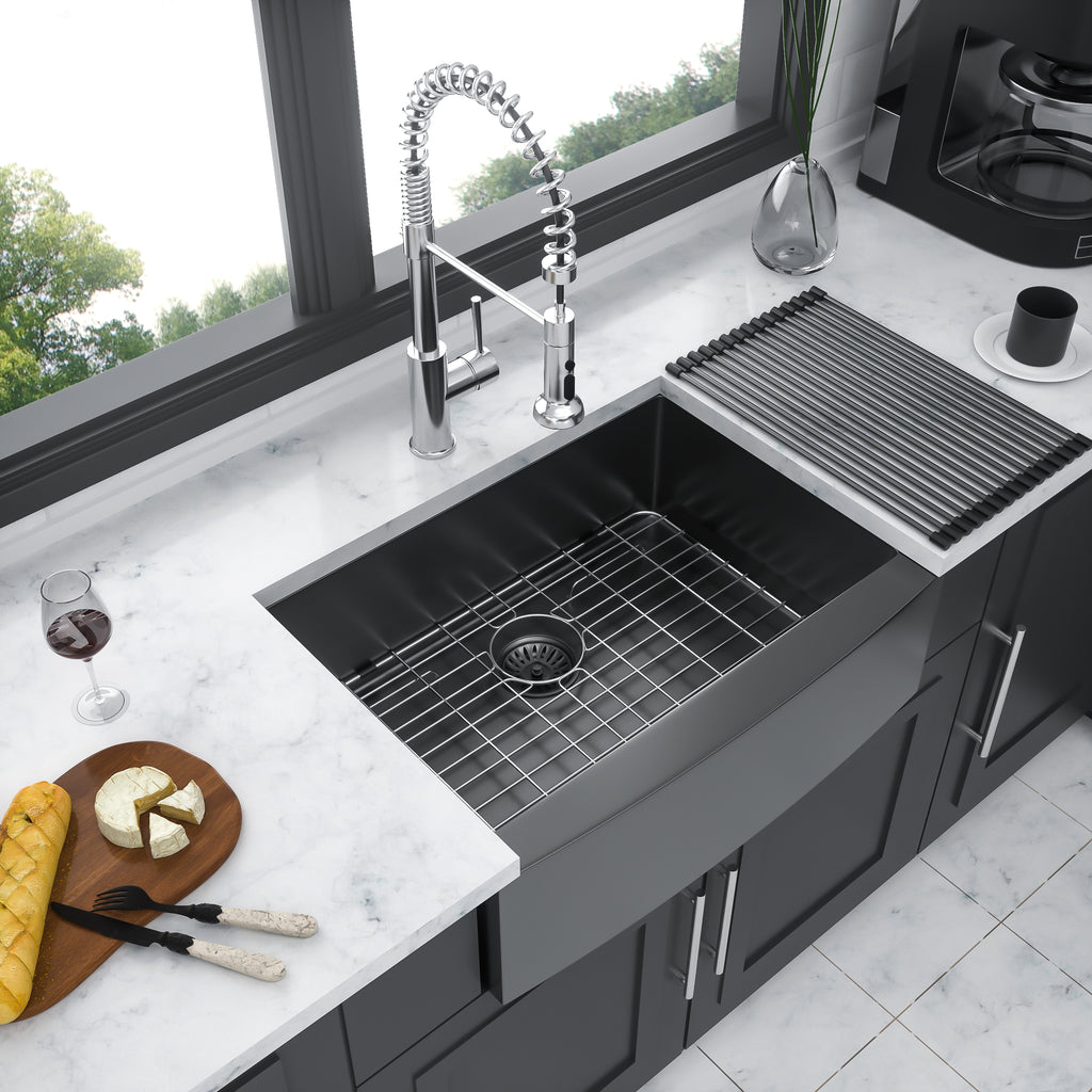 27 Inch Gunmetal Black Farmhouse Kitchen Sink