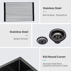 27 Inch Gunmetal Black Farmhouse Kitchen Sink