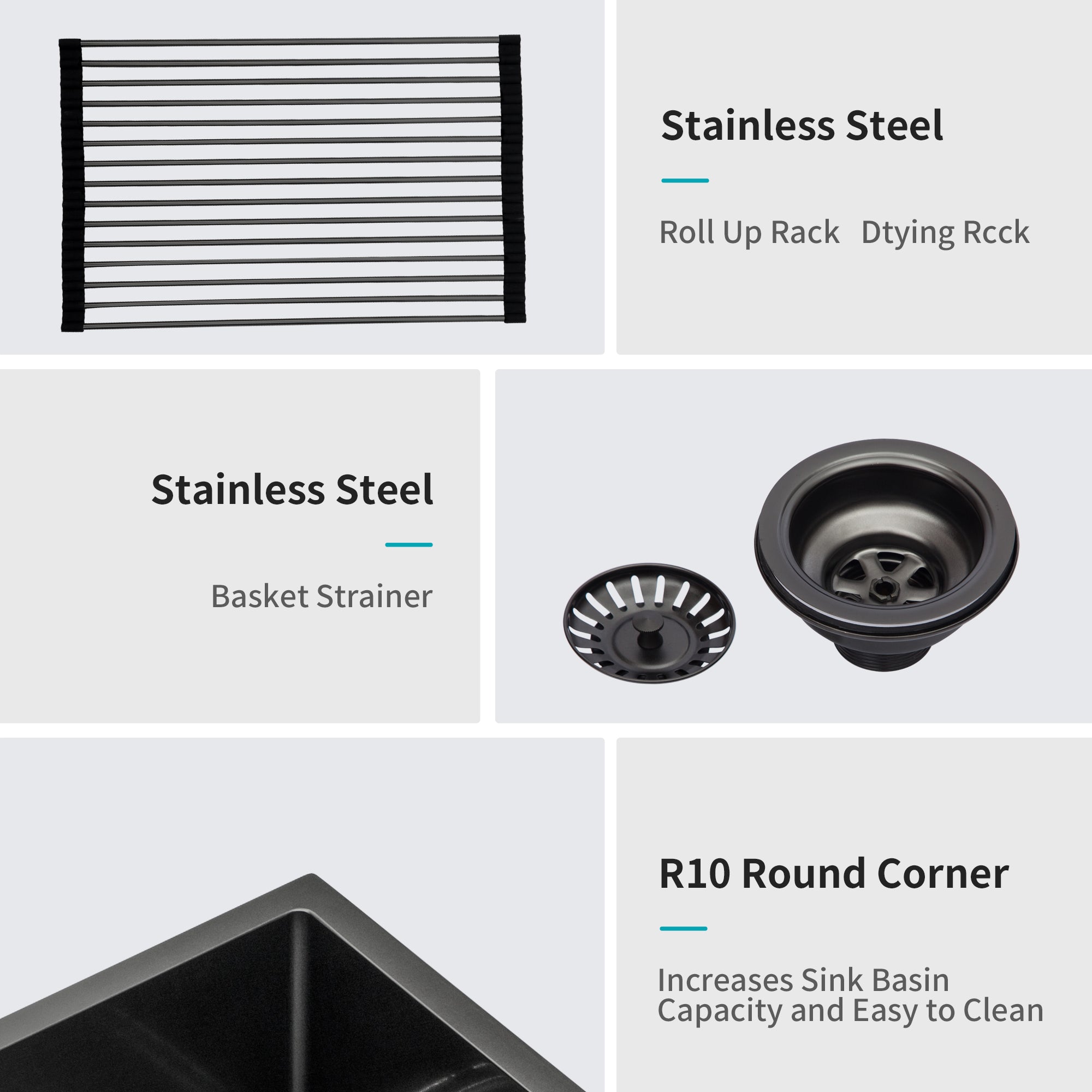 27 Inch Gunmetal Black Farmhouse Kitchen Sink