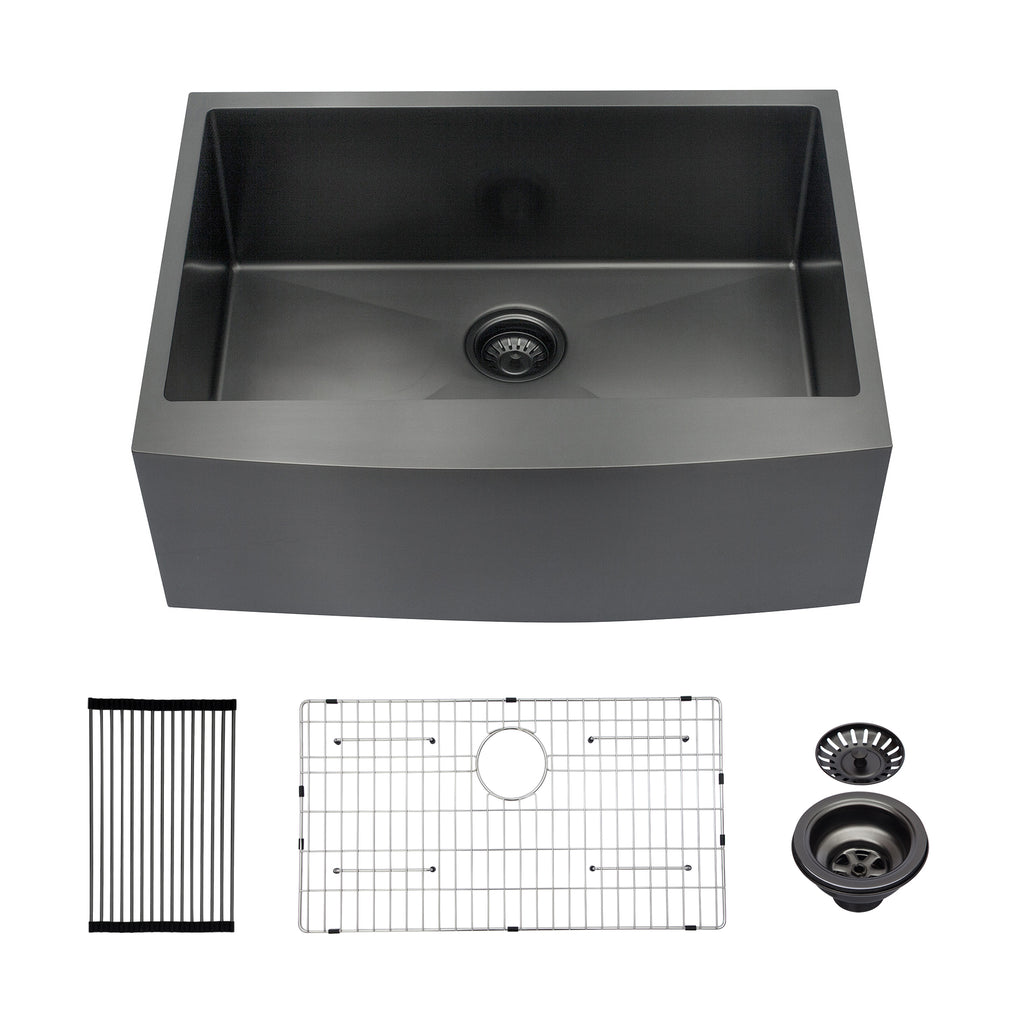 27 Inch Gunmetal Black Farmhouse Kitchen Sink