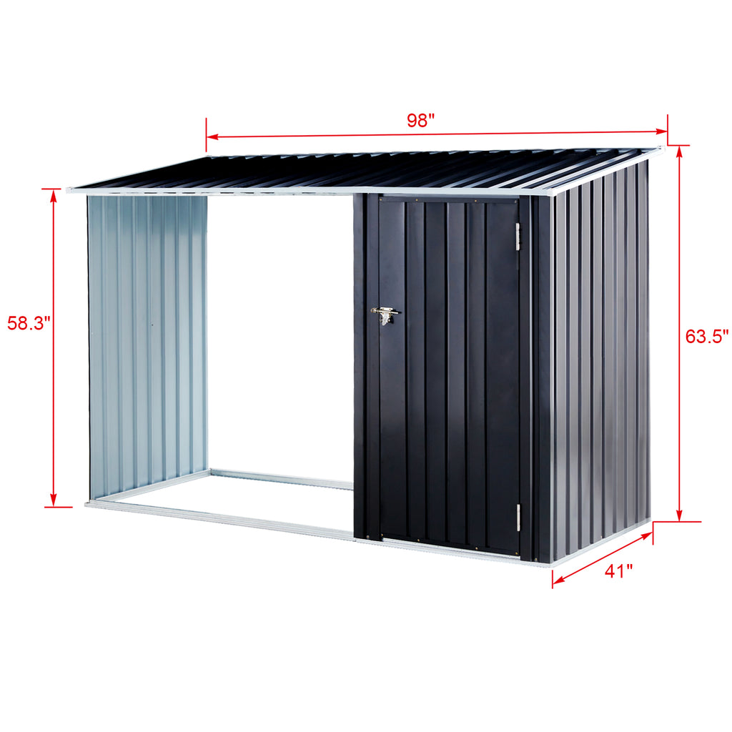 Firewood Storage Shed - Anthracite Galvanized Steel