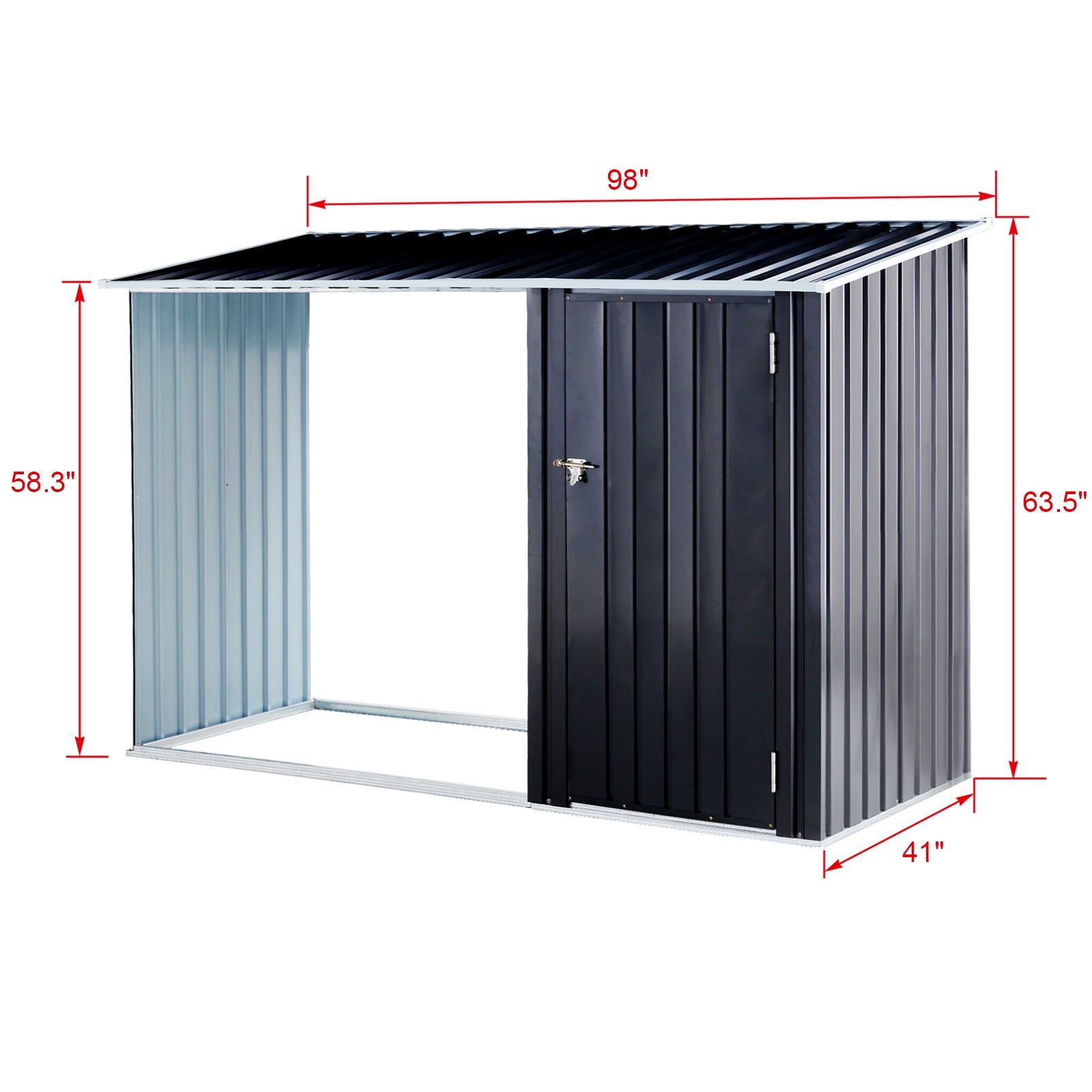 Firewood Storage Shed - Anthracite Galvanized Steel