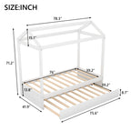 House Bed with Trundle - White, Customizable Design