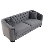 77-Inch Modern Chesterfield Velvet Sofa