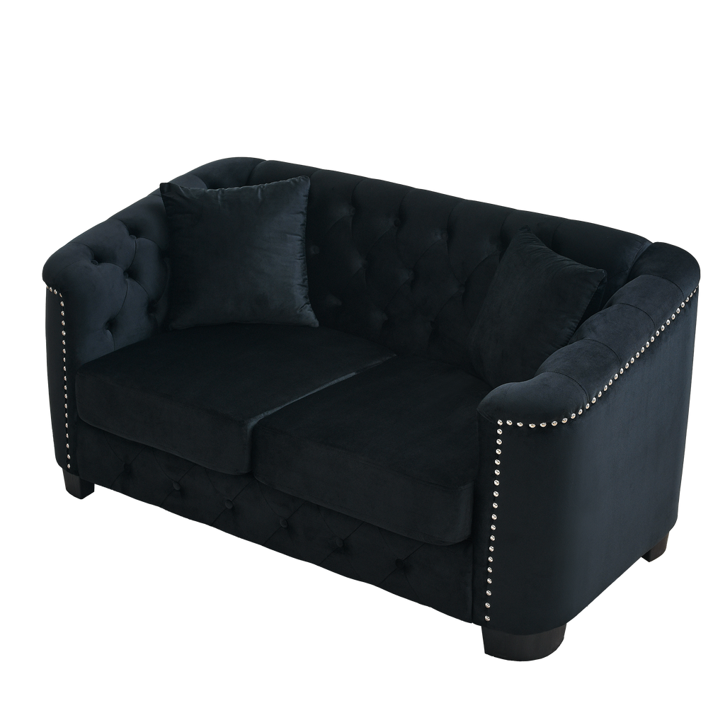 59-Inch Modern Chesterfield Velvet Sofa