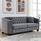 77-Inch Modern Chesterfield Velvet Sofa