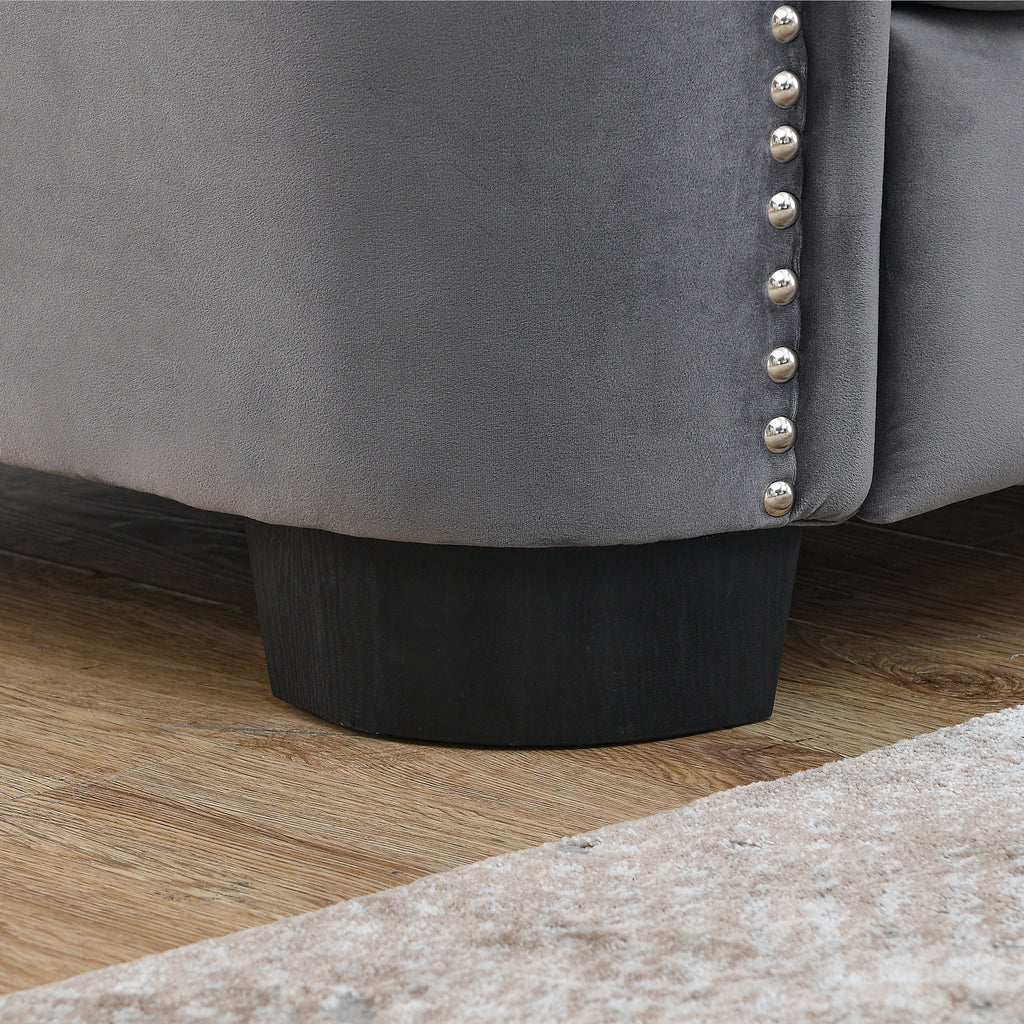 59-Inch Modern Chesterfield Velvet Sofa