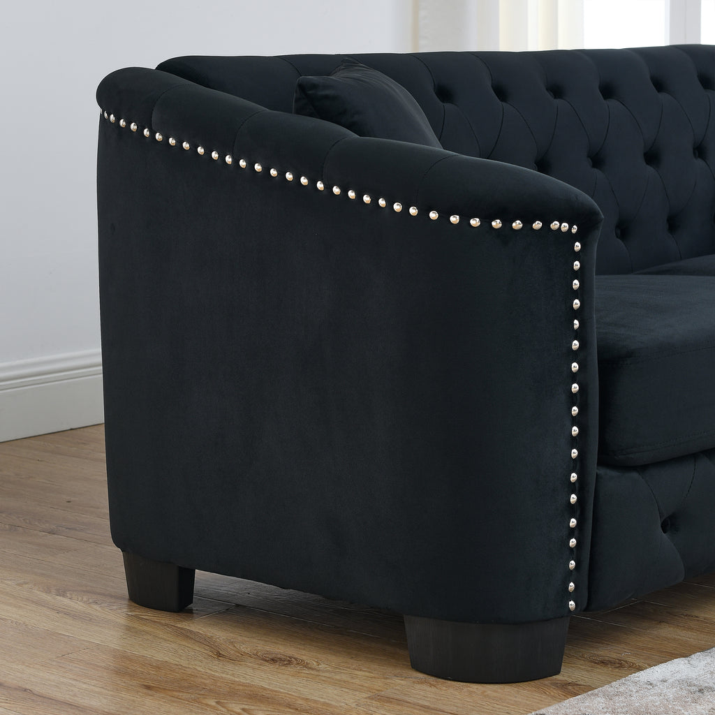 59-Inch Modern Chesterfield Velvet Sofa