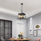 16" Black Gold Industrial 4-Light Pendant Chandelier