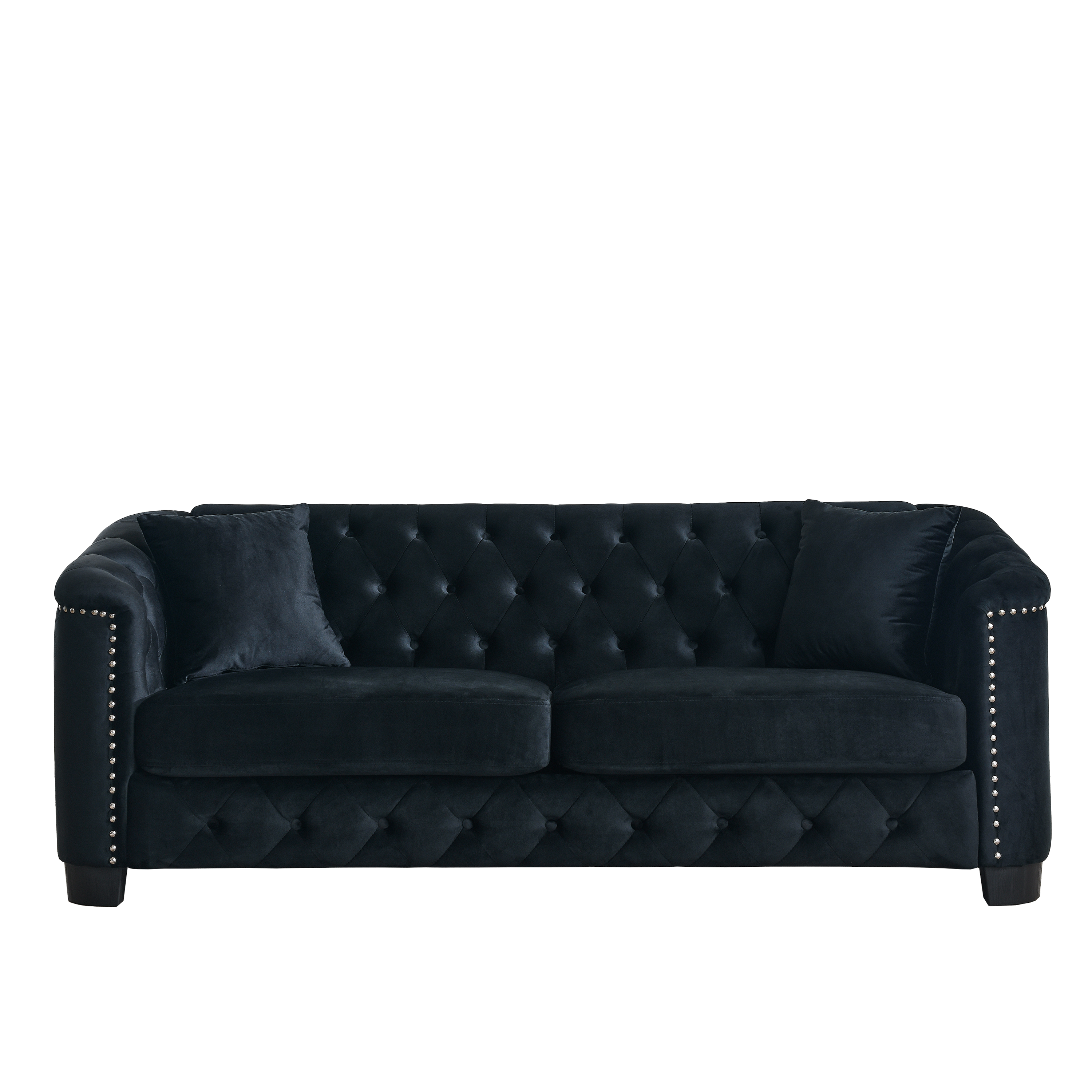 77-Inch Modern Chesterfield Velvet Sofa