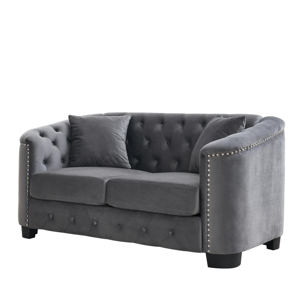 59-Inch Modern Chesterfield Velvet Sofa