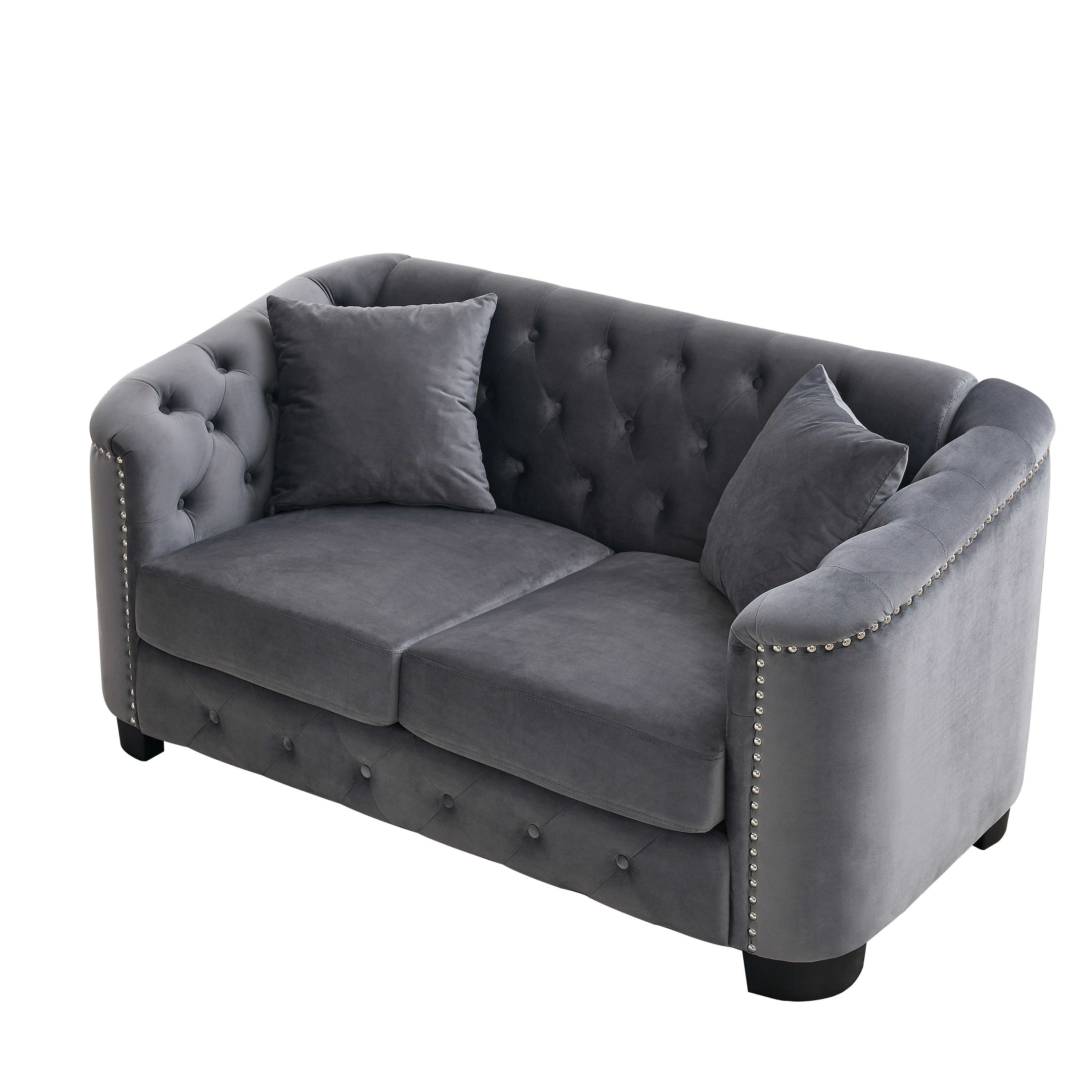 59-Inch Modern Chesterfield Velvet Sofa