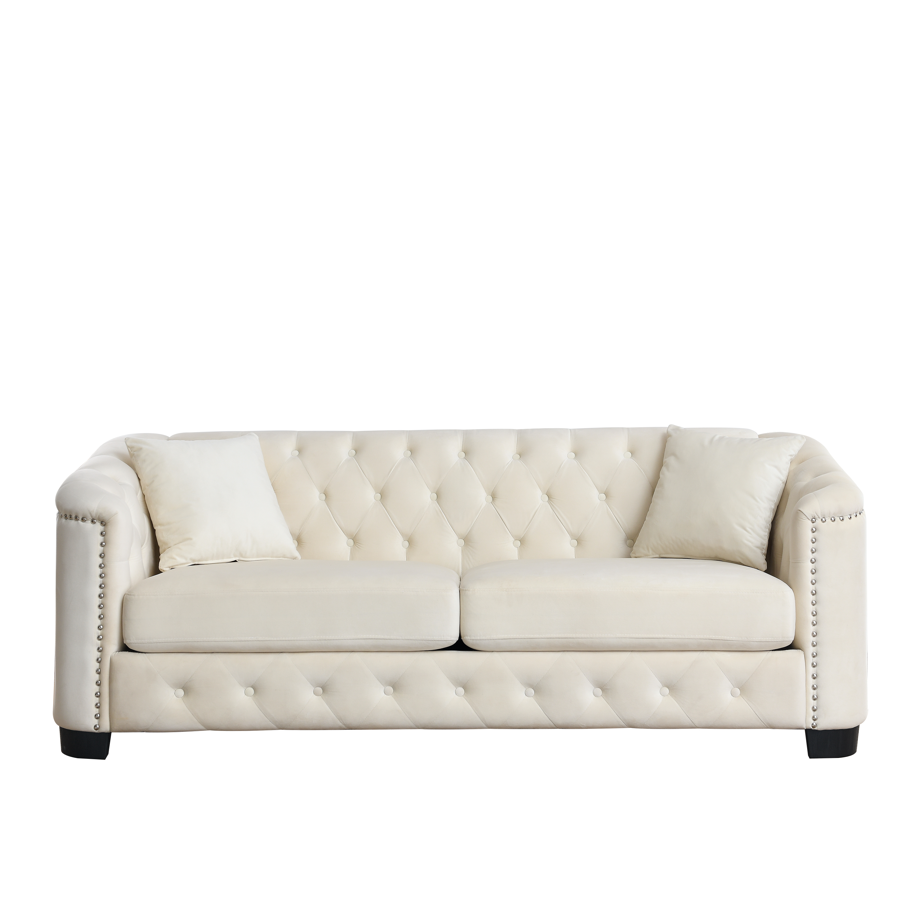 77-Inch Modern Chesterfield Velvet Sofa