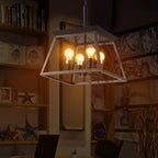 16" Black Gold Industrial 4-Light Pendant Chandelier
