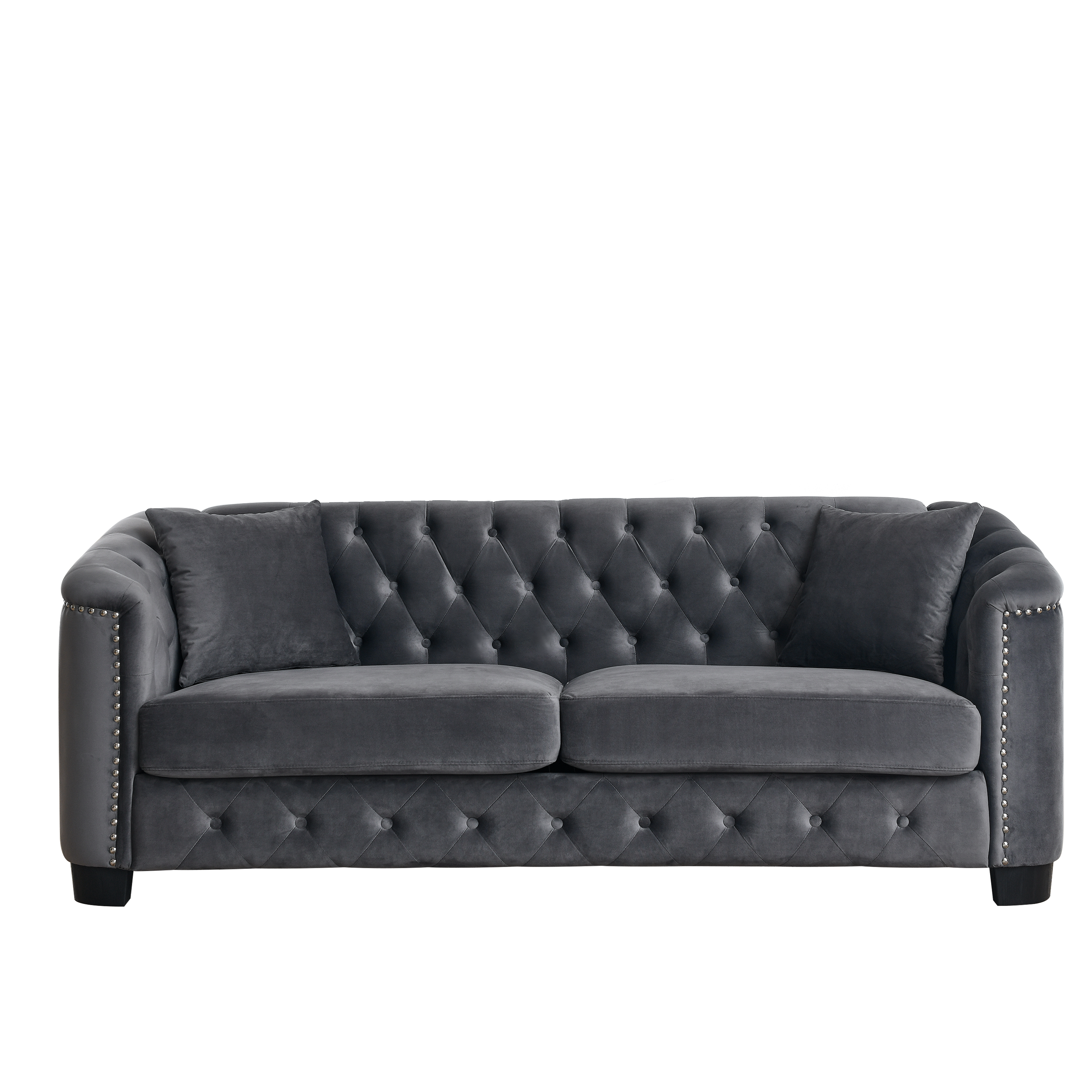 77-Inch Modern Chesterfield Velvet Sofa