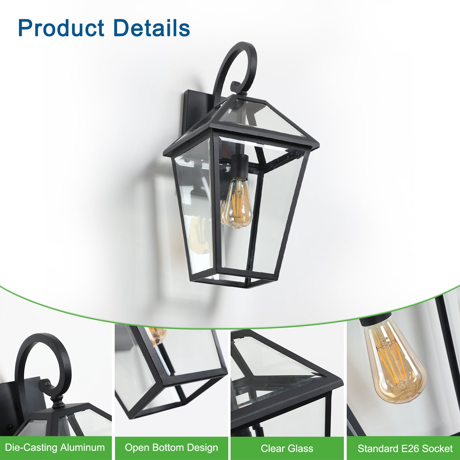 21" 2-Pack Outdoor Wall Lantern Light – Modern