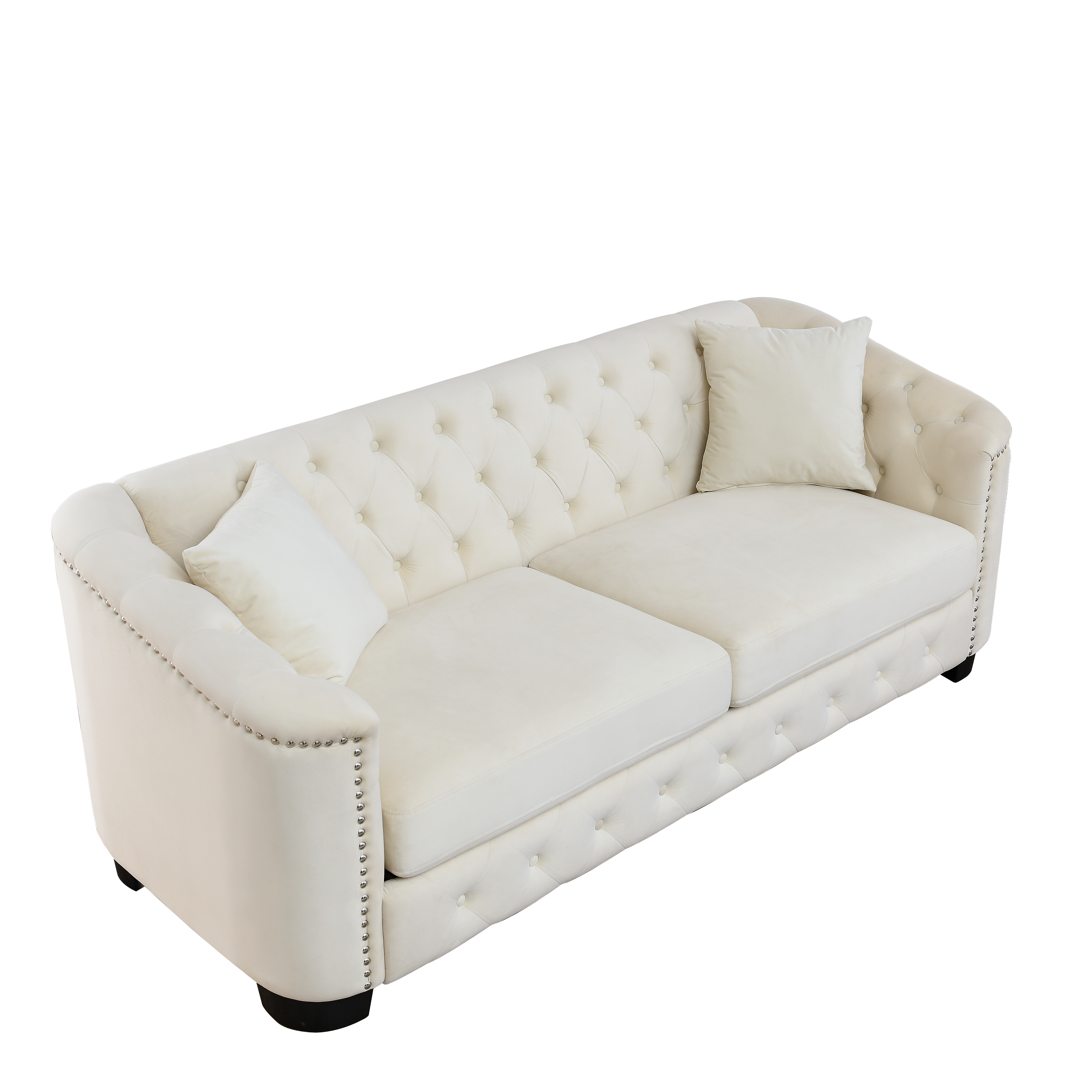 77-Inch Modern Chesterfield Velvet Sofa