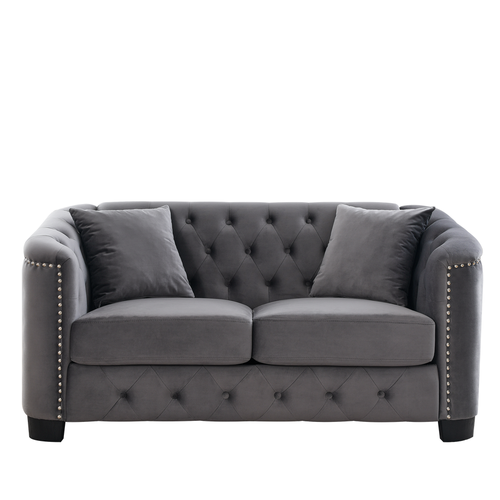 59-Inch Modern Chesterfield Velvet Sofa