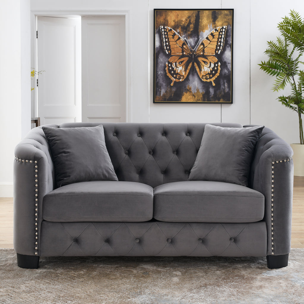 59-Inch Modern Chesterfield Velvet Sofa