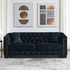 77-Inch Modern Chesterfield Velvet Sofa