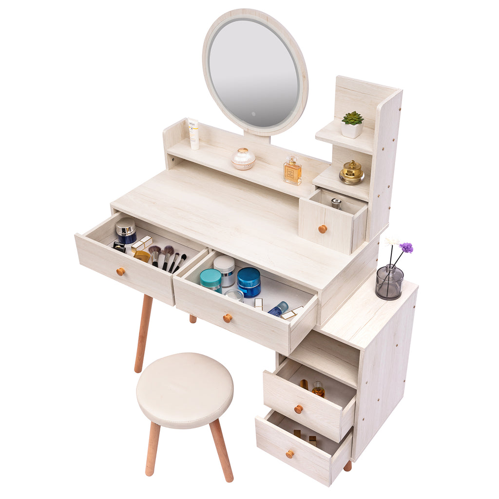 CRAZY ELF Stylish Vanity Table with Cushioned Stool