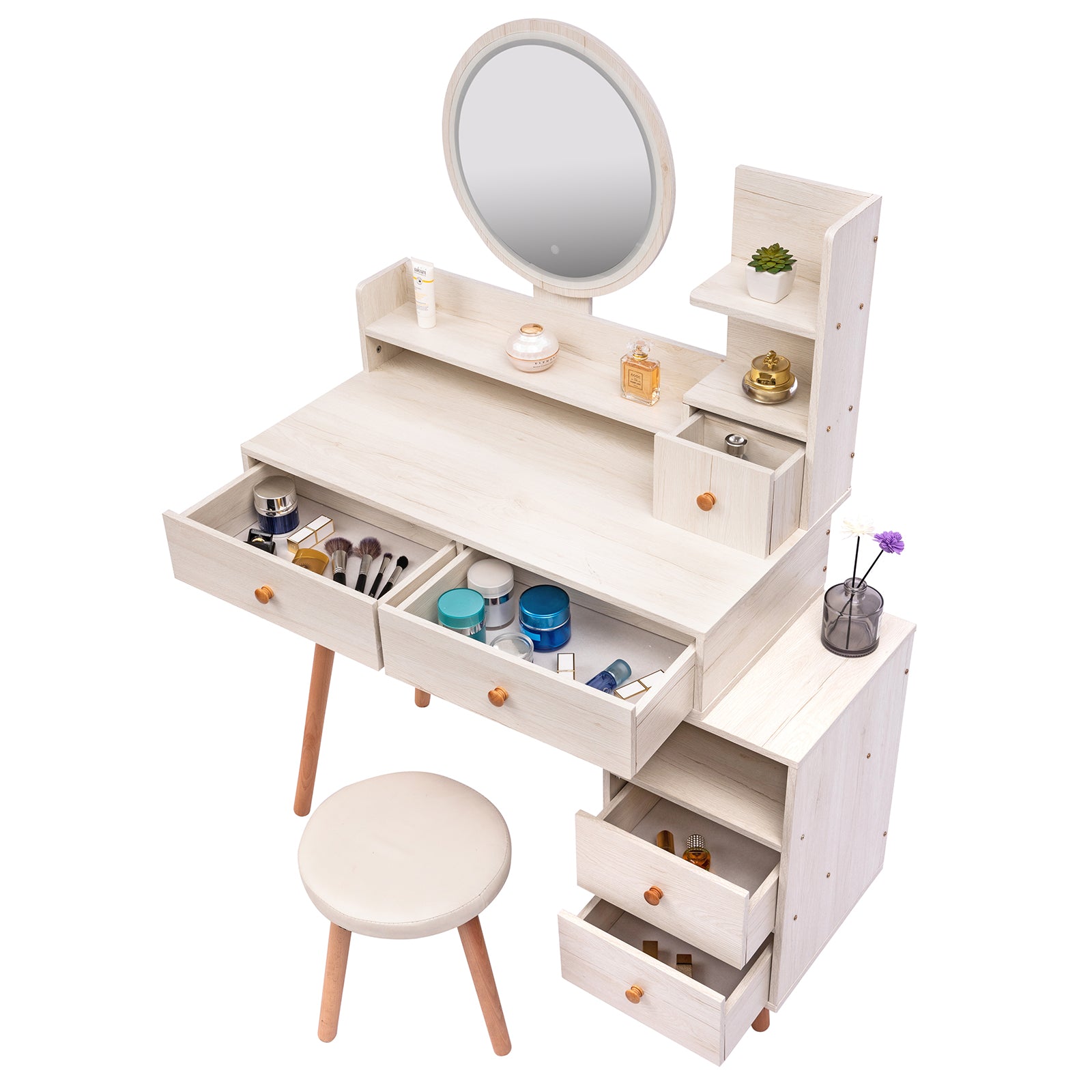 CRAZY ELF Stylish Vanity Table with Cushioned Stool