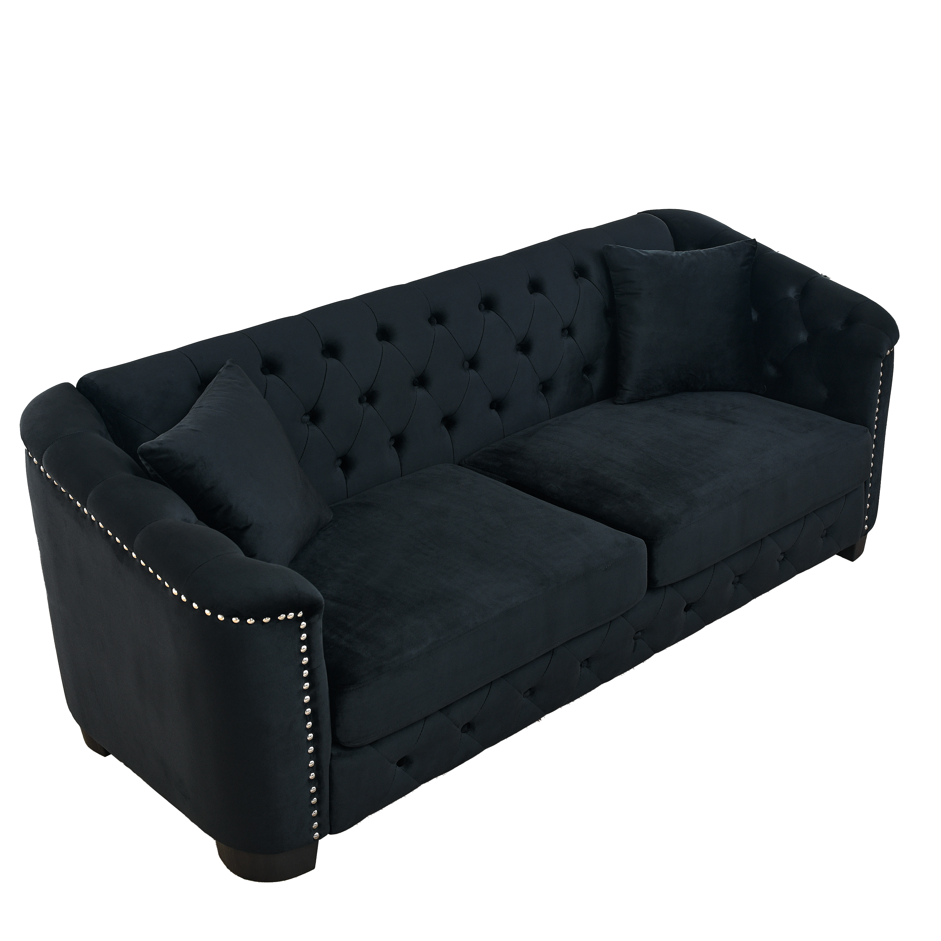 77-Inch Modern Chesterfield Velvet Sofa