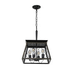 16" Black Gold Industrial 4-Light Pendant Chandelier