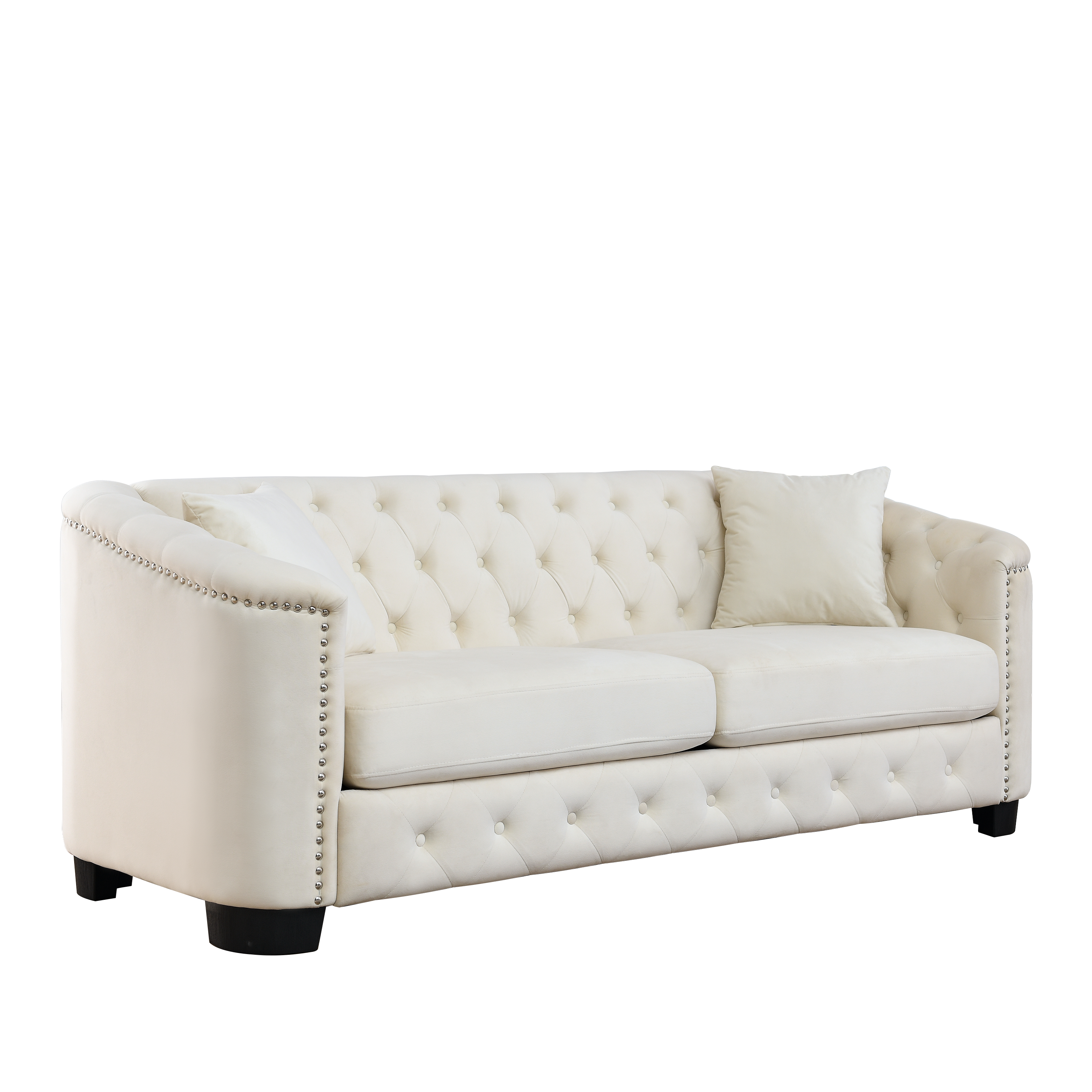 77-Inch Modern Chesterfield Velvet Sofa