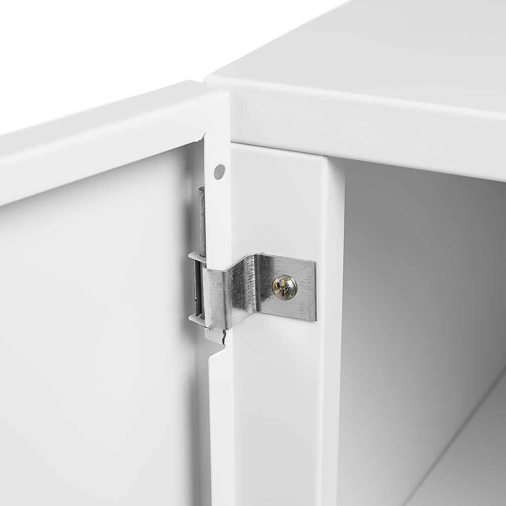 White Mobile Metal Printer Stand With Storage