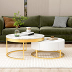 Modern Round Nesting Coffee Table with Drawers