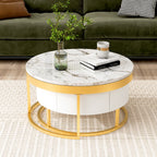 Modern Round Nesting Coffee Table with Drawers