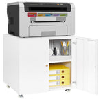 White Mobile Metal Printer Stand With Storage