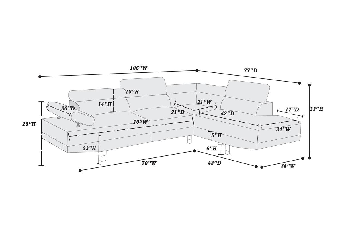 White Color Sectional Living Room Furniture